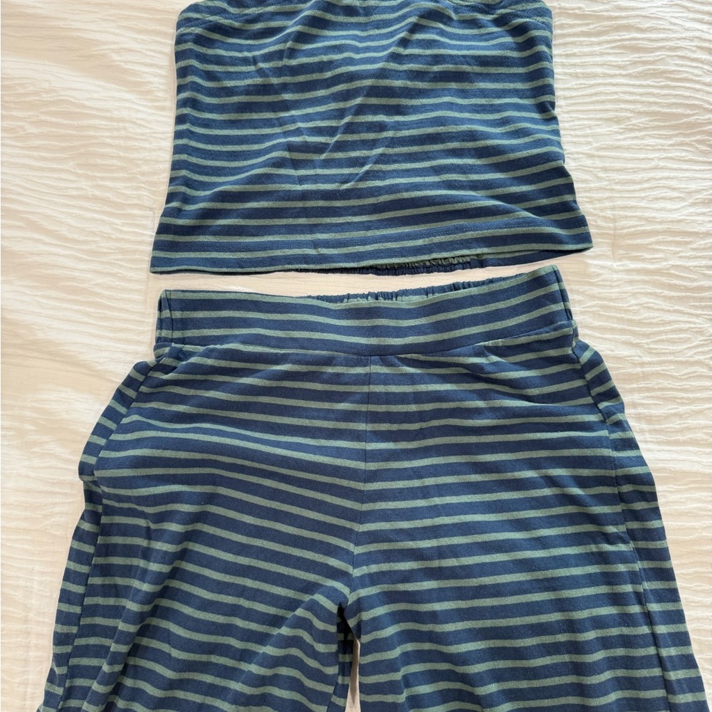 Free People Blue and Green Striped Set